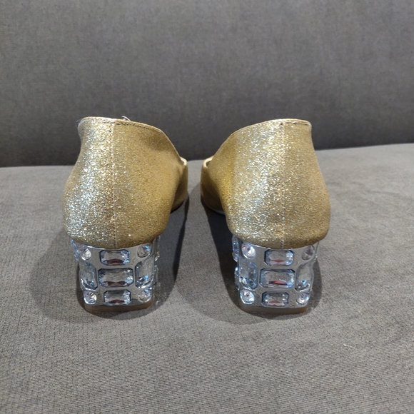 Gold Sparkling Open Toe Embellished Heels - Picture 5 of 7